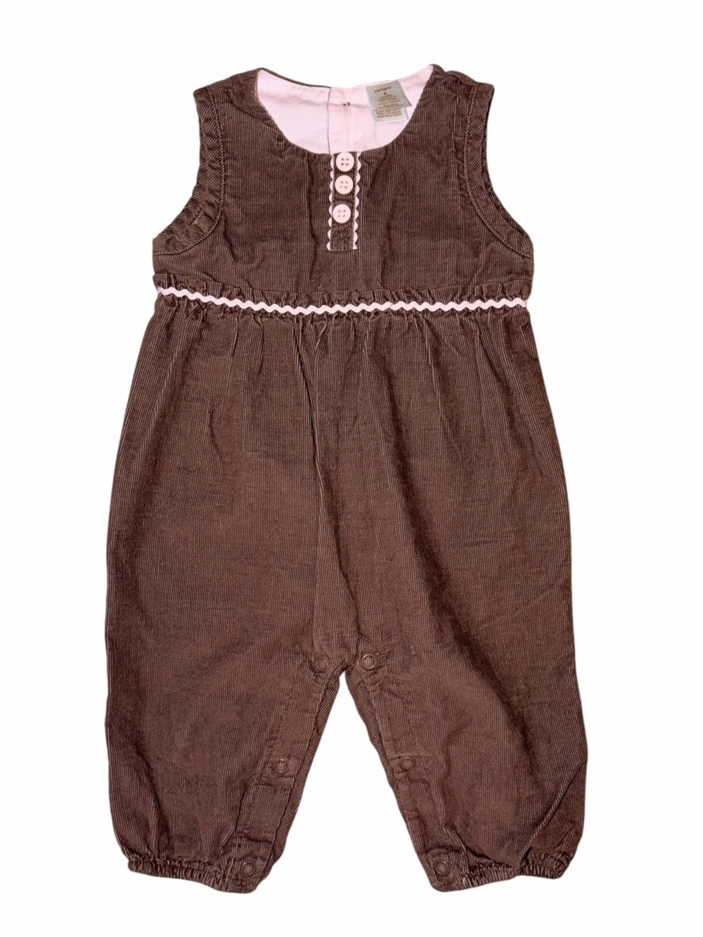 Vintage Y2K Carter’s baby girls 6-9 month corduroy jumper brown pink whimsy